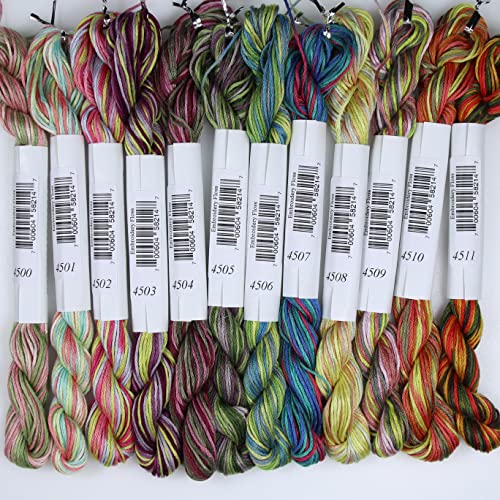 Image of KCS Big skeins of 25 Meters Size 25 Color Variegated Cross Stitch Stranded Threads,12 skeins,01