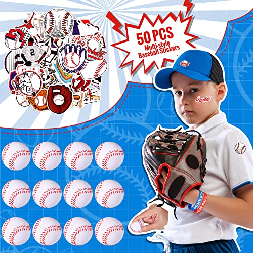 12 Sets Baseball Party Favors Supplies, 12 Baseball Silicone Bracelets 12 Mini Baseball Stress Balls 12 Baseball Keychains 12 Goodie Bags 12 Tags 50 Stickers For Birthday Baseball Party Decorations #TOP2