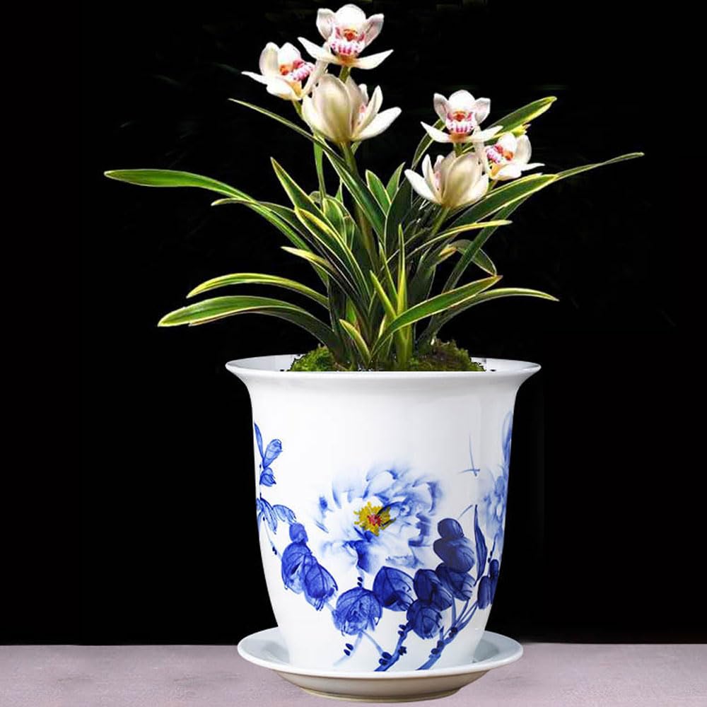 DFGHNBVC Blue And White Porcelain Flowerpot Plants Pots Nursery Plant Pots Planter Indoor Chinese Porcelain Planter Oriental Planter Ceramic Succulent Planter Orchid Planter Pot Flower Pot,A