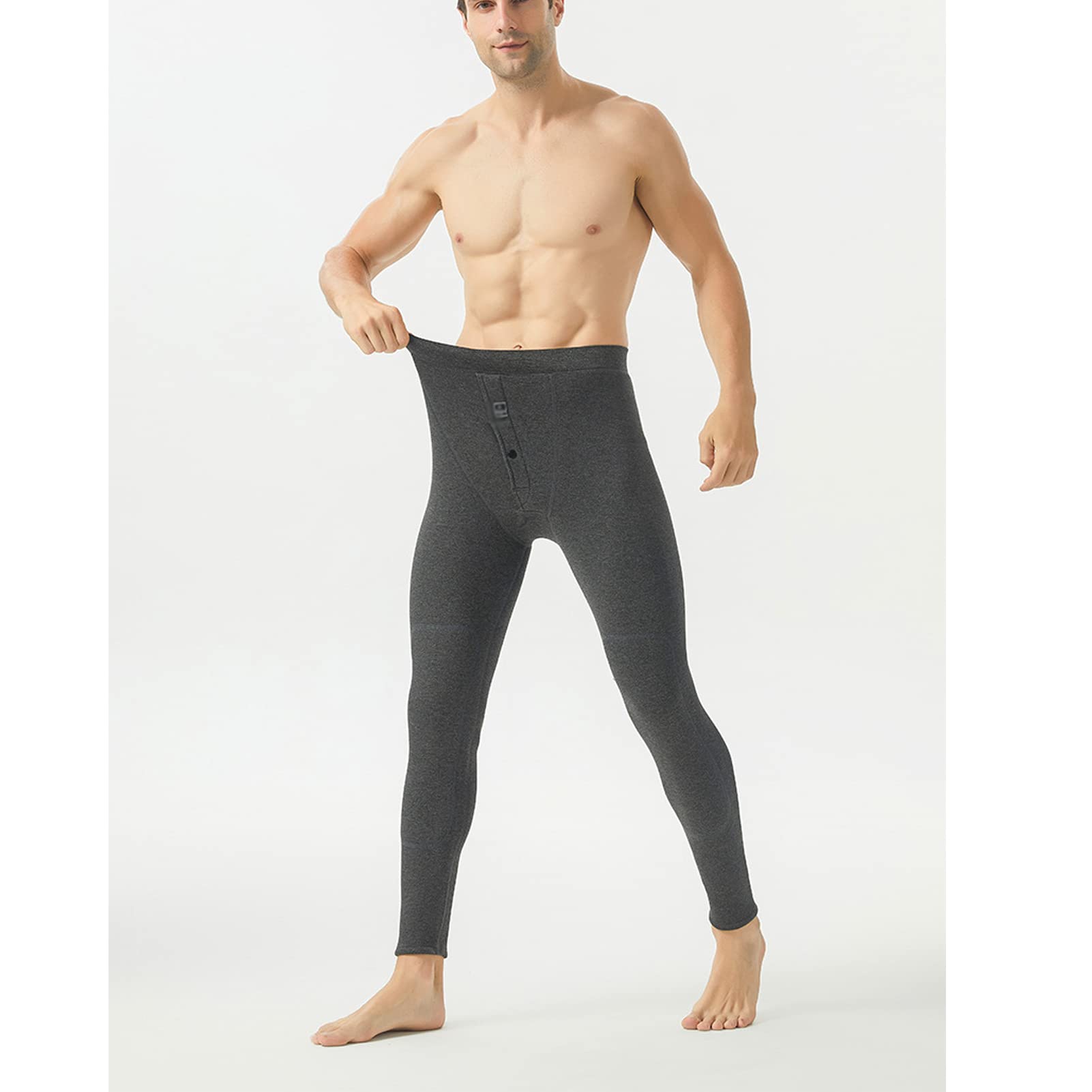 Pantaloni termici in pile da uomo biancheria intima Elasticità a vita alta pesante inverno caldo foderato lunghi Leggings pantaloni della