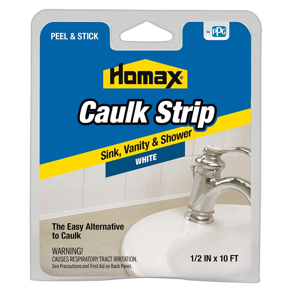 Sink, Vanity and Shower Caulk Strip, White, 1/2" x 10' - 41072390385