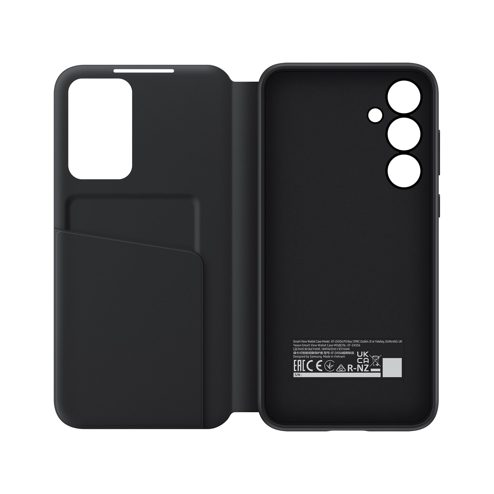 Samsung Smart View Wallet Cover custodia a portafoglio con finestra di visione notifiche per Galaxy A55 5G, Nero