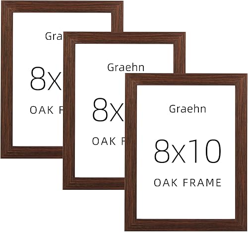 Portarretratos de 8 x 10 pulgadas para pared y mesa, juego de 3 portarretratos de madera natural de roble con paspartú para fotos de 4 x 65 x 7,
