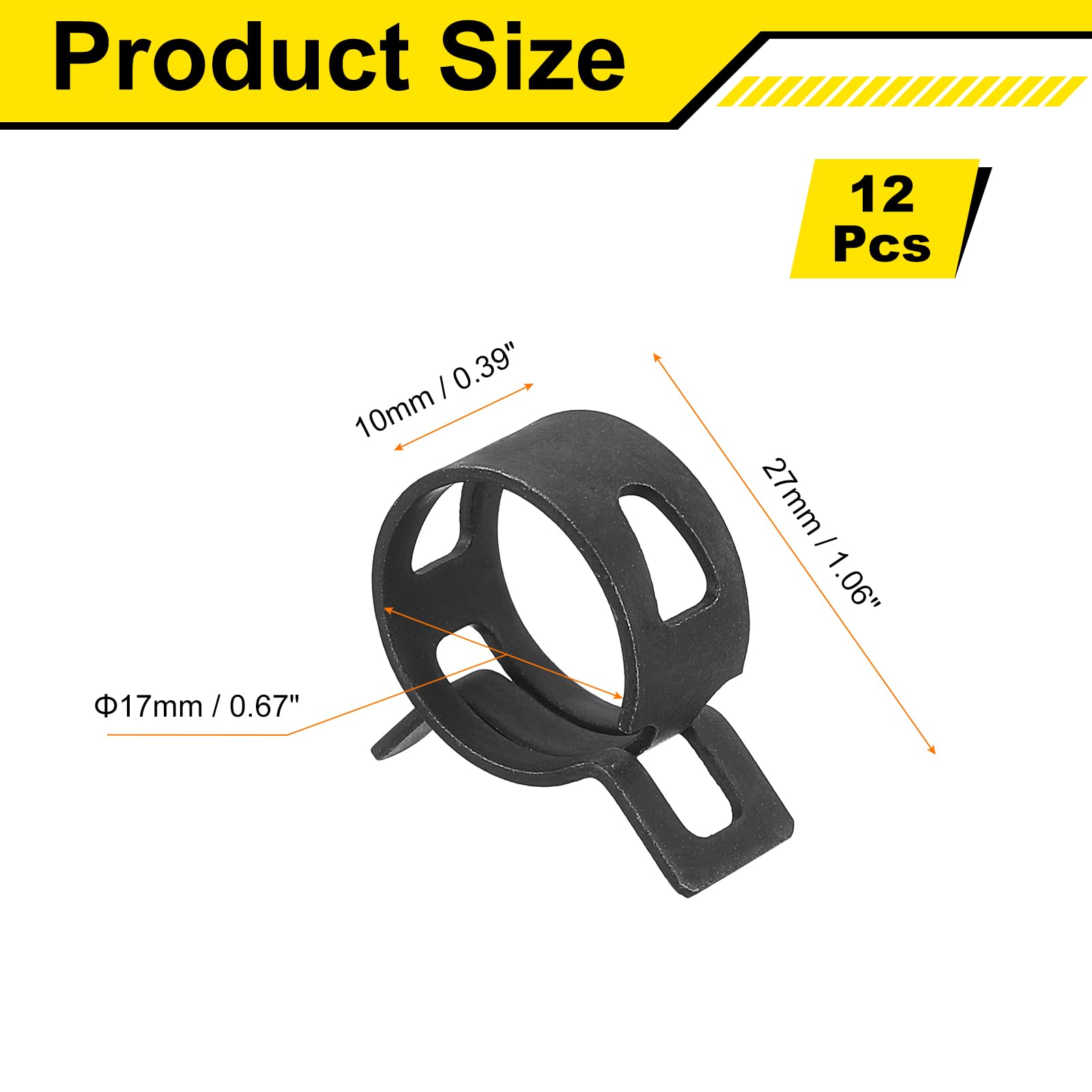 Sourcingmap 12Pcs Spring Band Type Action Fuel/Silicone Vacuum Hose Pipe Clamp - Image 2