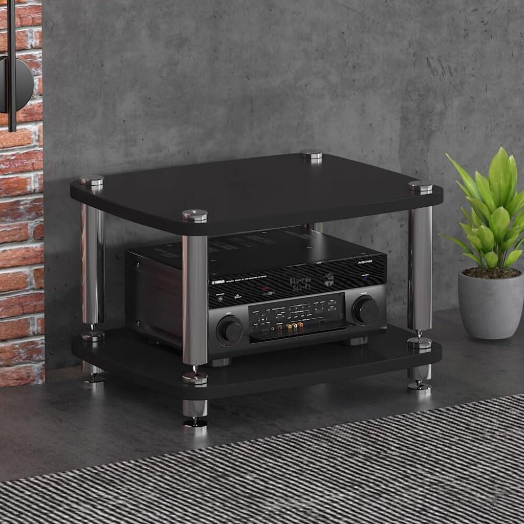 1/2/3/4-Warstwowa Szafka Na Sprzęt Audio Hifi, Urządzenia Strumieniowe, Stojak Na Sprzęt Audio Z Amortyzującymi Nóżkami, Komponenty Audio-Wideo, Czarna, 60 * 48 * 38 Cm (2 Poziomy)