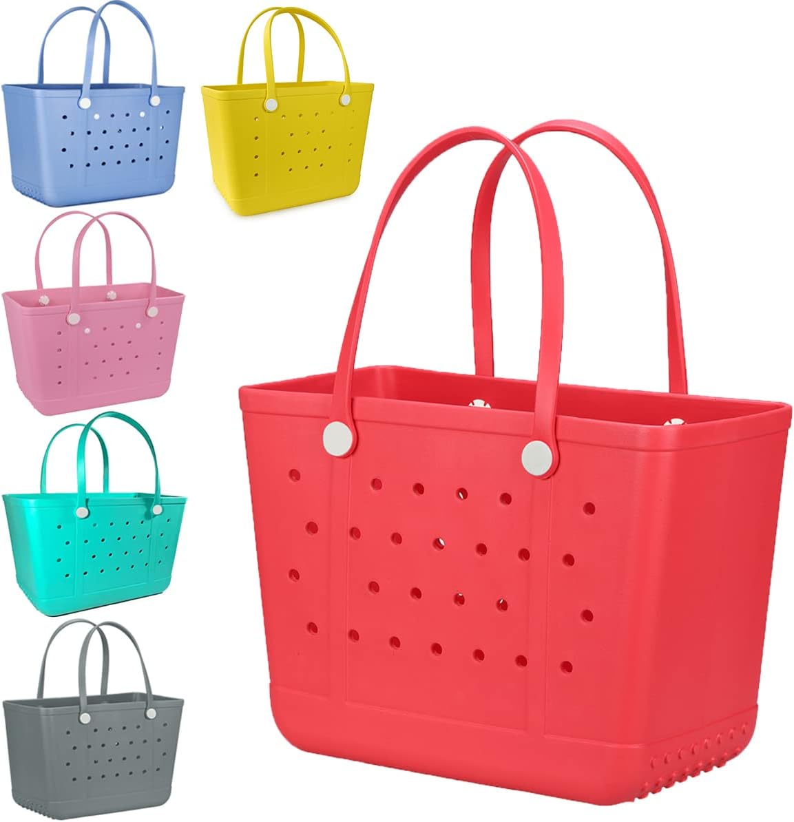 Beach Bag X Large Rubber Tote Bag, Waterproof Washable Open for Women Croc Bag Hand Bag for Beach Pool Yoga - Image 2