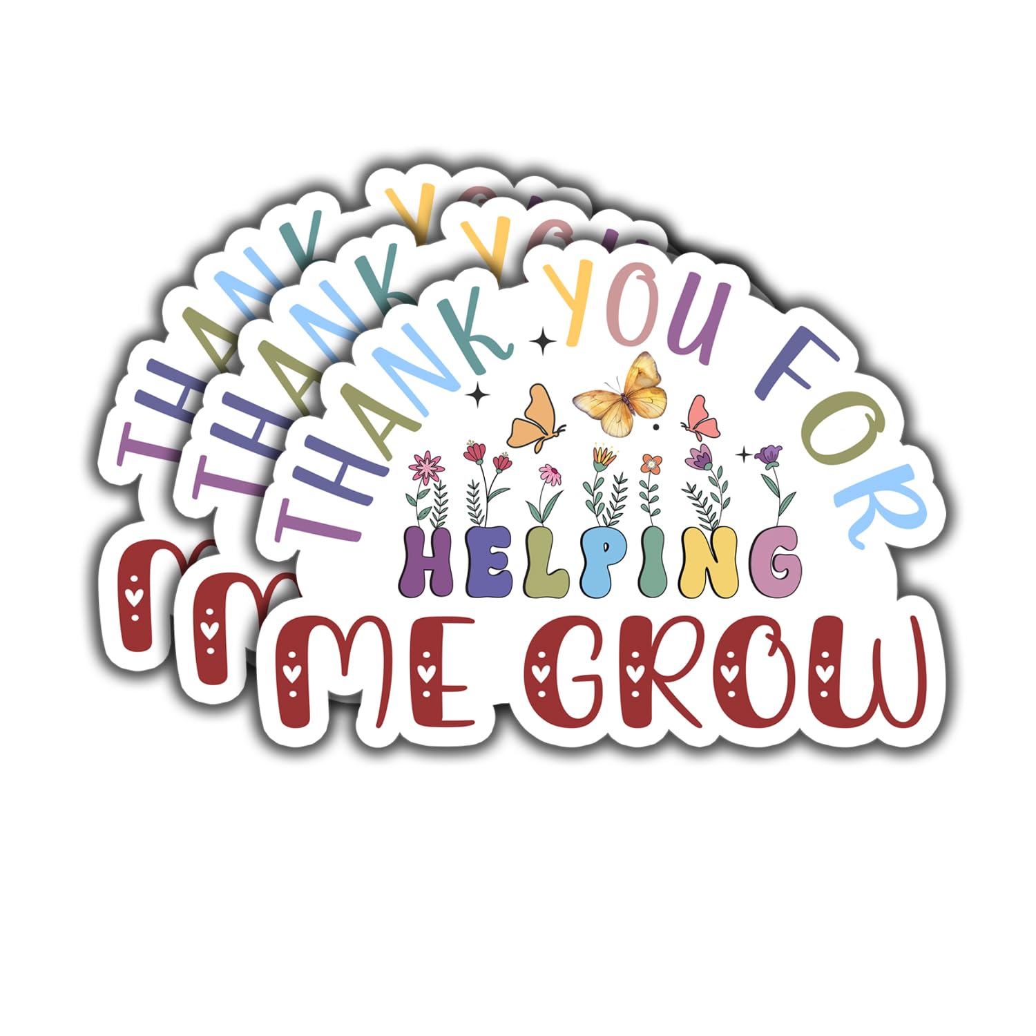 (3Pcs) Thank You for Helping Me Grow Sticker, Gifts Vinyl Stickers Decorate for Water Bottles, Books, Laptops, Phones, Tumblers, Size 3 x 2.5 Inch