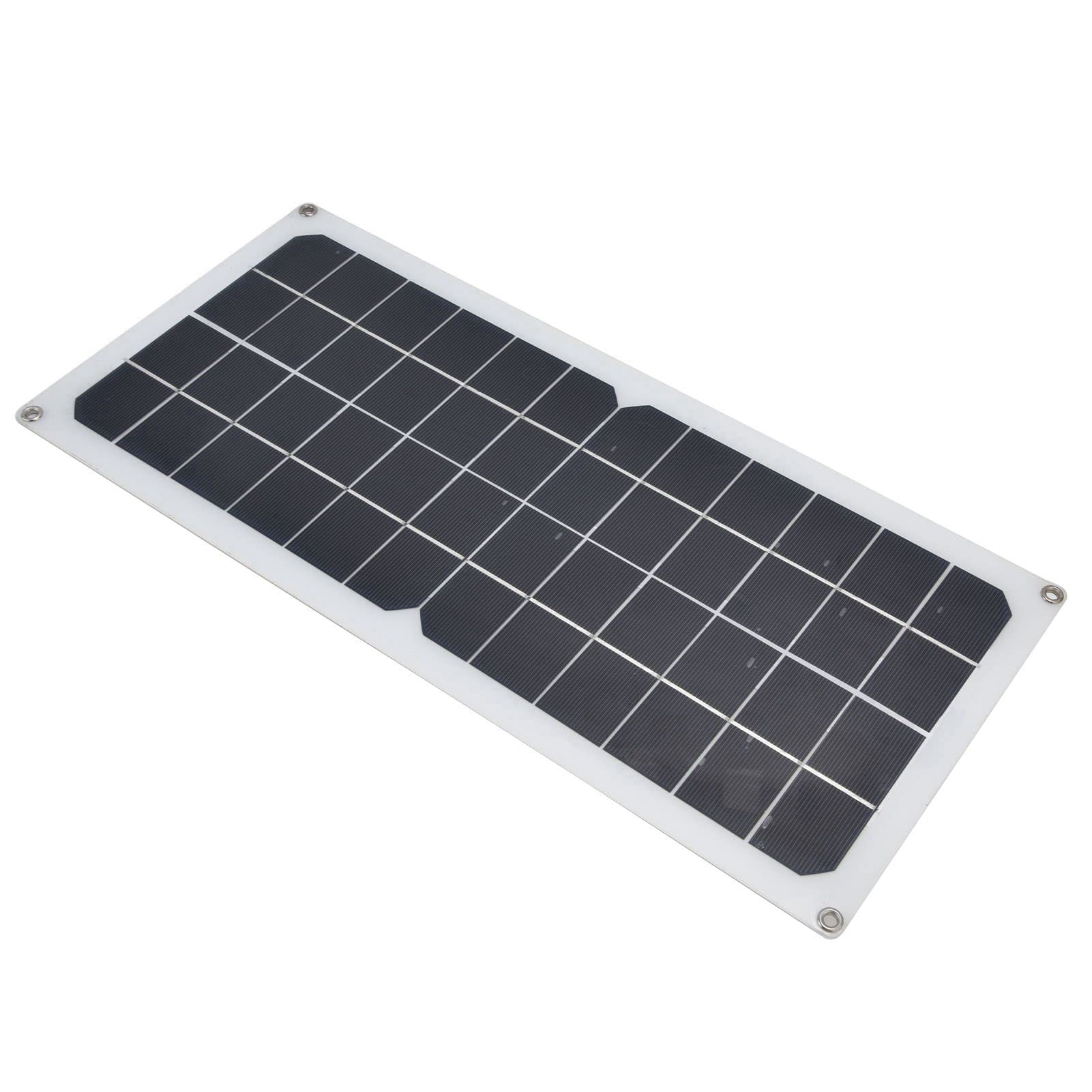 Rengue Panel Solar Monocristalino 10W con Controlador 12V Salida USB Flexible Ligero para Batería de Coche Marino RV Off Grid