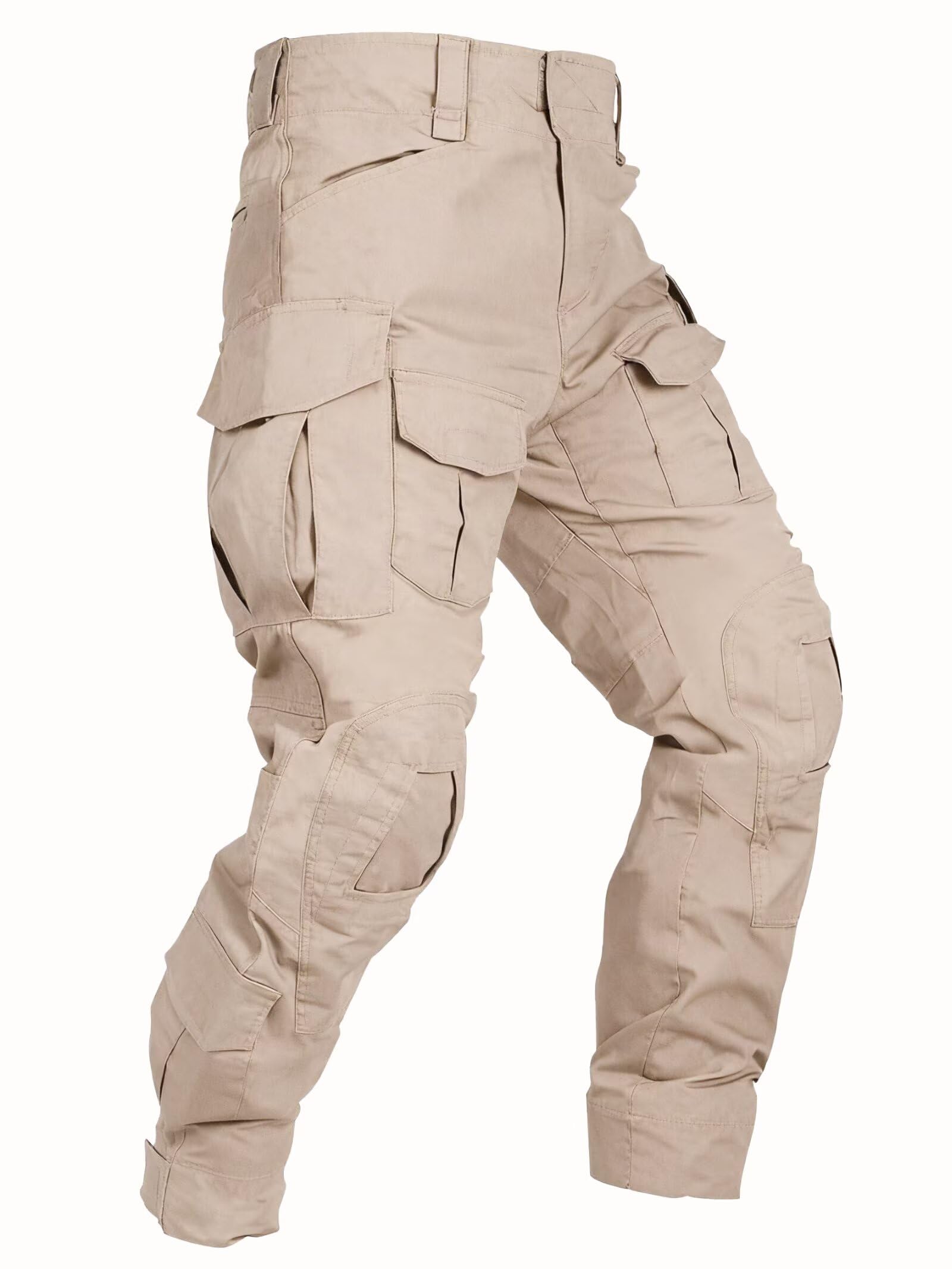 Vatinnt Men's Khaki Hiking Tactical Trousers Waterproof Camouflage Combat Cargo Trousers Outdoor Military Work Pant With Multi-Pocket G3wf 30