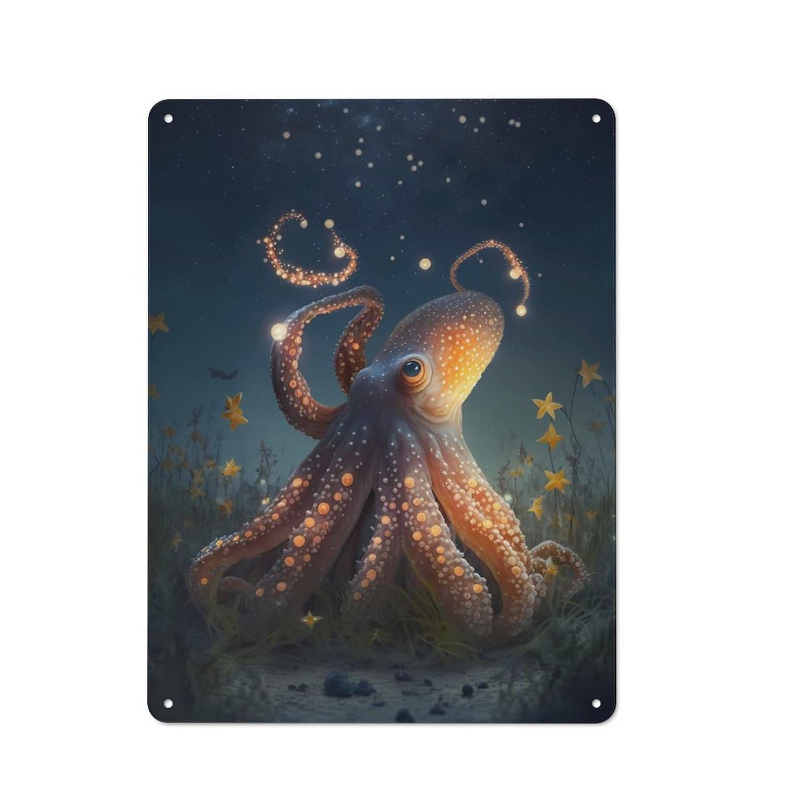 Junmoney Octopus Imaginary Vintage Tin Sign 40X30cm For Garden Room Or Summerhouse, A Housewarming Gift For Outdoor-Room Decor Collectors