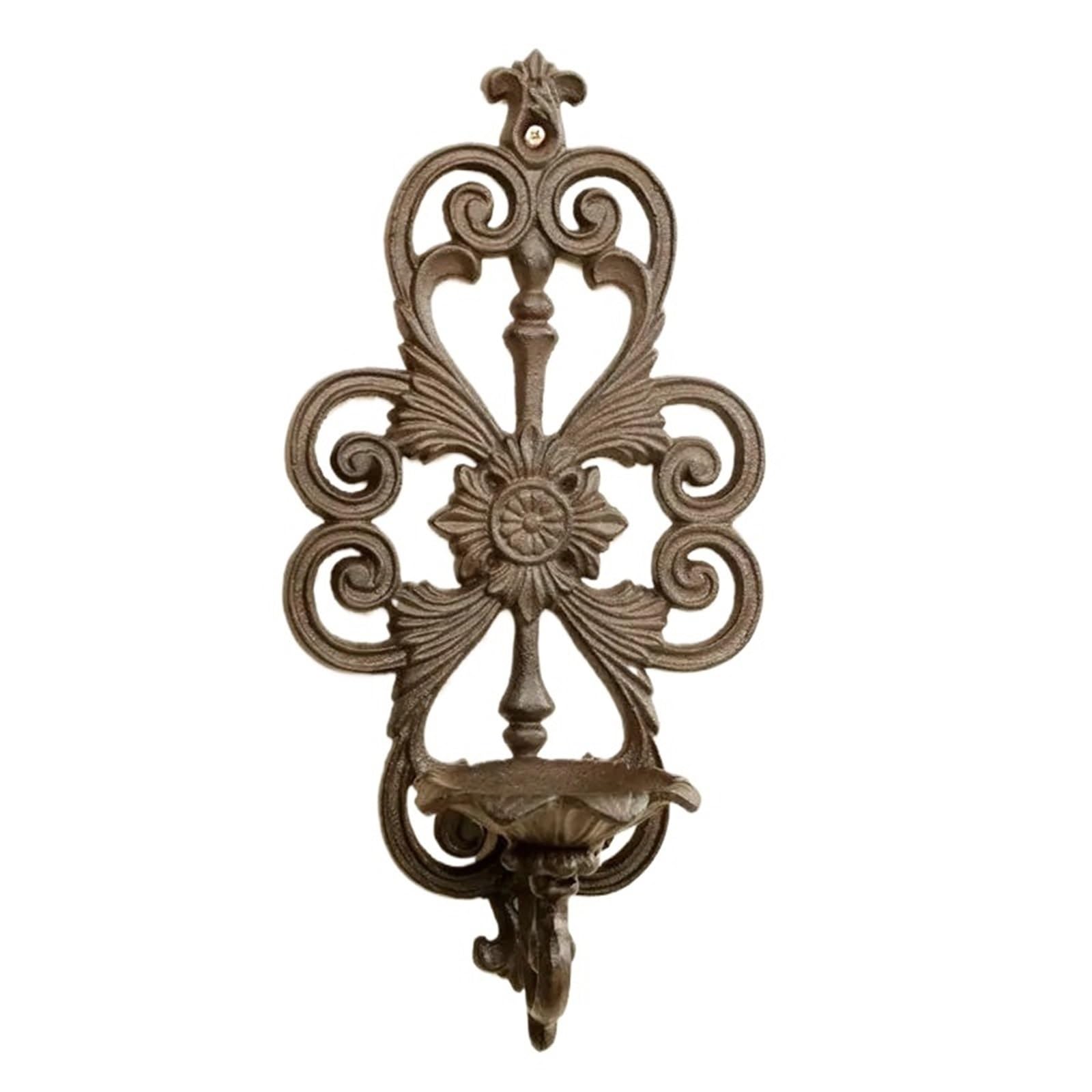 Romantic Candlestick Vintage Home Decoration Candle Holder Iron Emblem Cast Hollow Wall Mounted For Candles