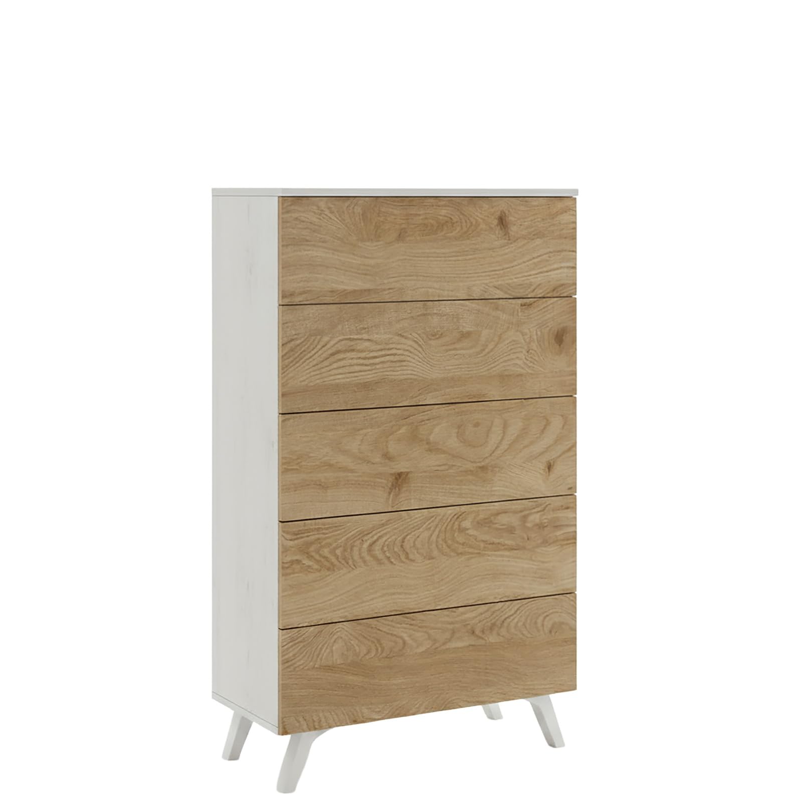 amuéblate Online - Sinfonier con 5 Cajones, Cómoda, Modelo Lotus, Práctico y Funcional, Acabado en Colores Andersen Pino-Roble, Medidas: 60 cm (Ancho) x 118,5 cm (Alto) x 37,8 cm (Fondo)