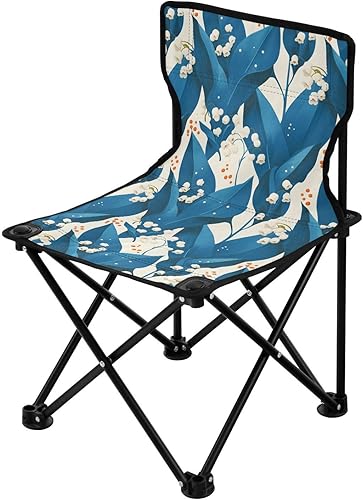 KLL Turquesa Lily of Valley - Silla de camping moderna escandinava, portátil, resistente, ultraligeras, para jóvenes, bolsa de transporte, silla de