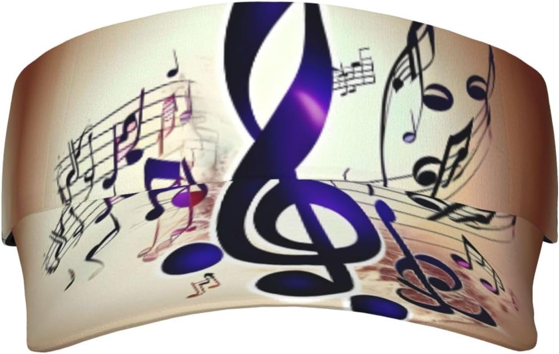 Purple Music Notes Print Sun Visor Hats for Women Men Adjustable Sports Golf Running Sun Caps