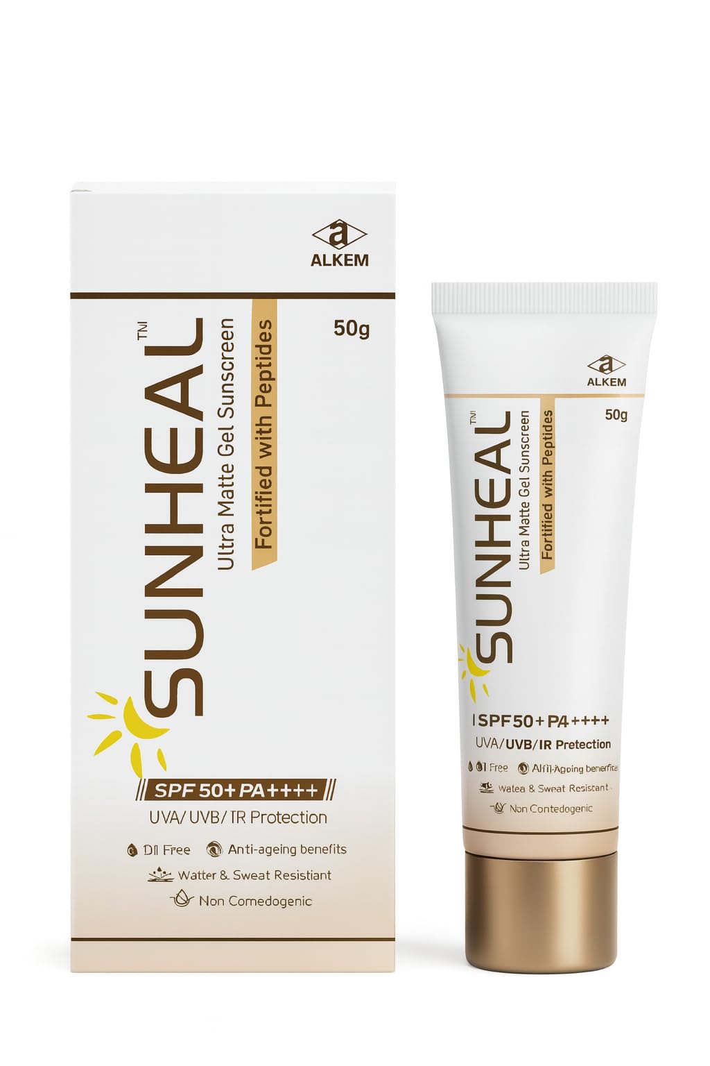 Sun-heal Ultra Matte Gel Sunscreen SPF 50+ PA++++ | UVA/UVB/IR Protection | Oil-Free & Non-Comedogenic | Water & Sweat Resistant | Anti-Ageing Peptide Formula | 50g-image-11
