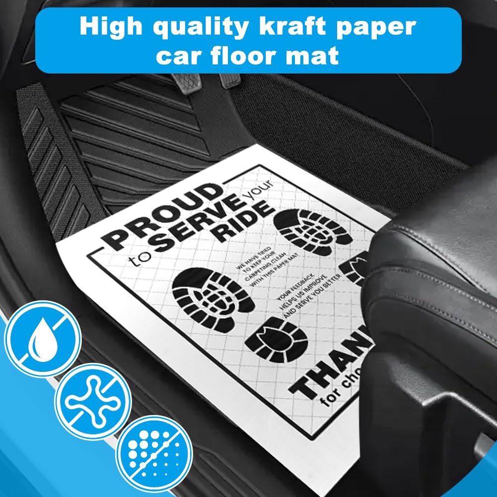 50Pcs White Car Paper Floor Mats Disposable Car Carpet Protector Paper Floor Mats for Automotive Vehicle Shops Buses — view 3
