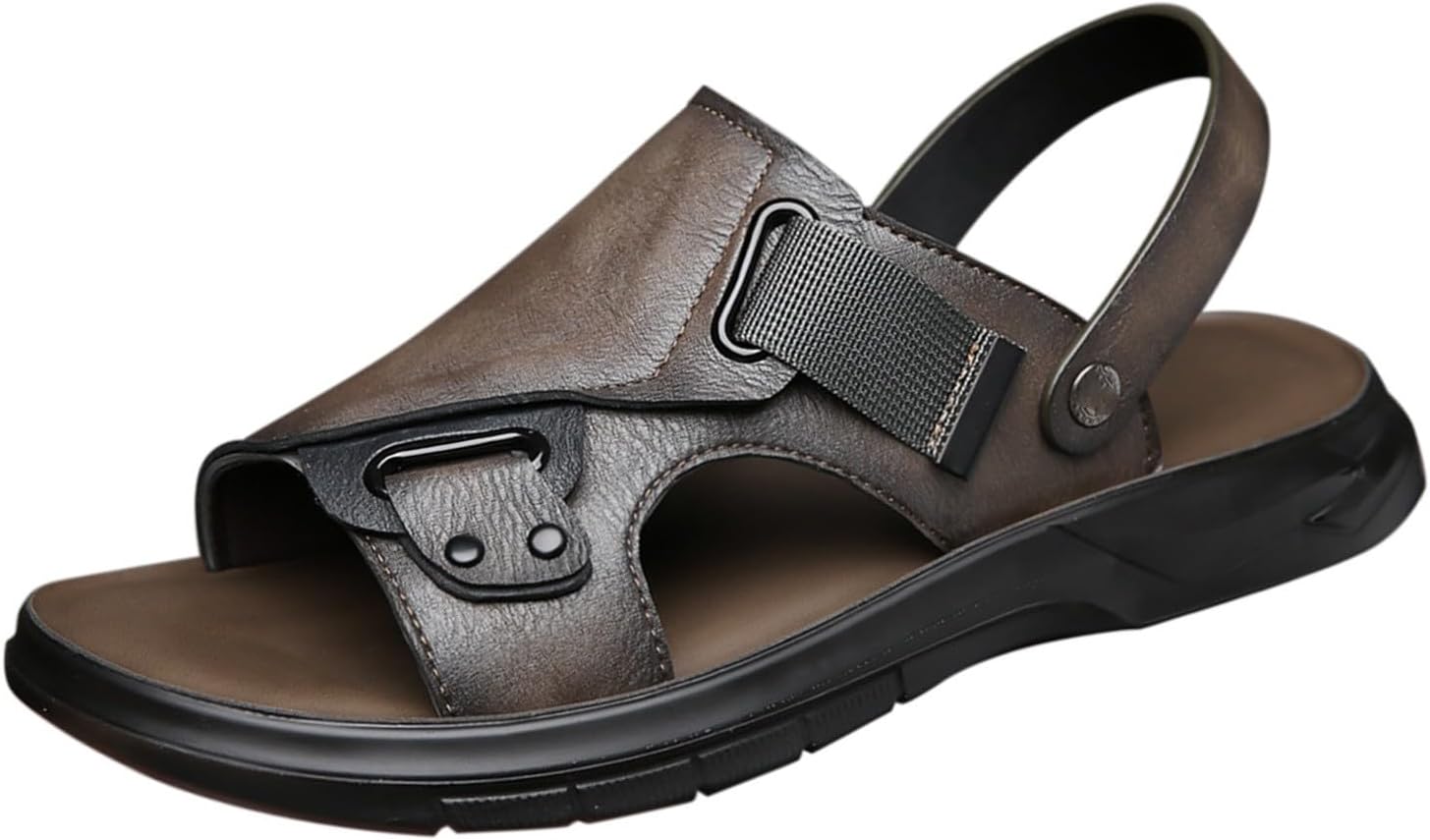 Sheepskin Slippers Mens Summer Men's Sandals Cowhide Leather Casual Driving Shoes Soft Bottom Non Outer Wear Beach Shoes Purpose Sandals Slippers Flip Flop Mens