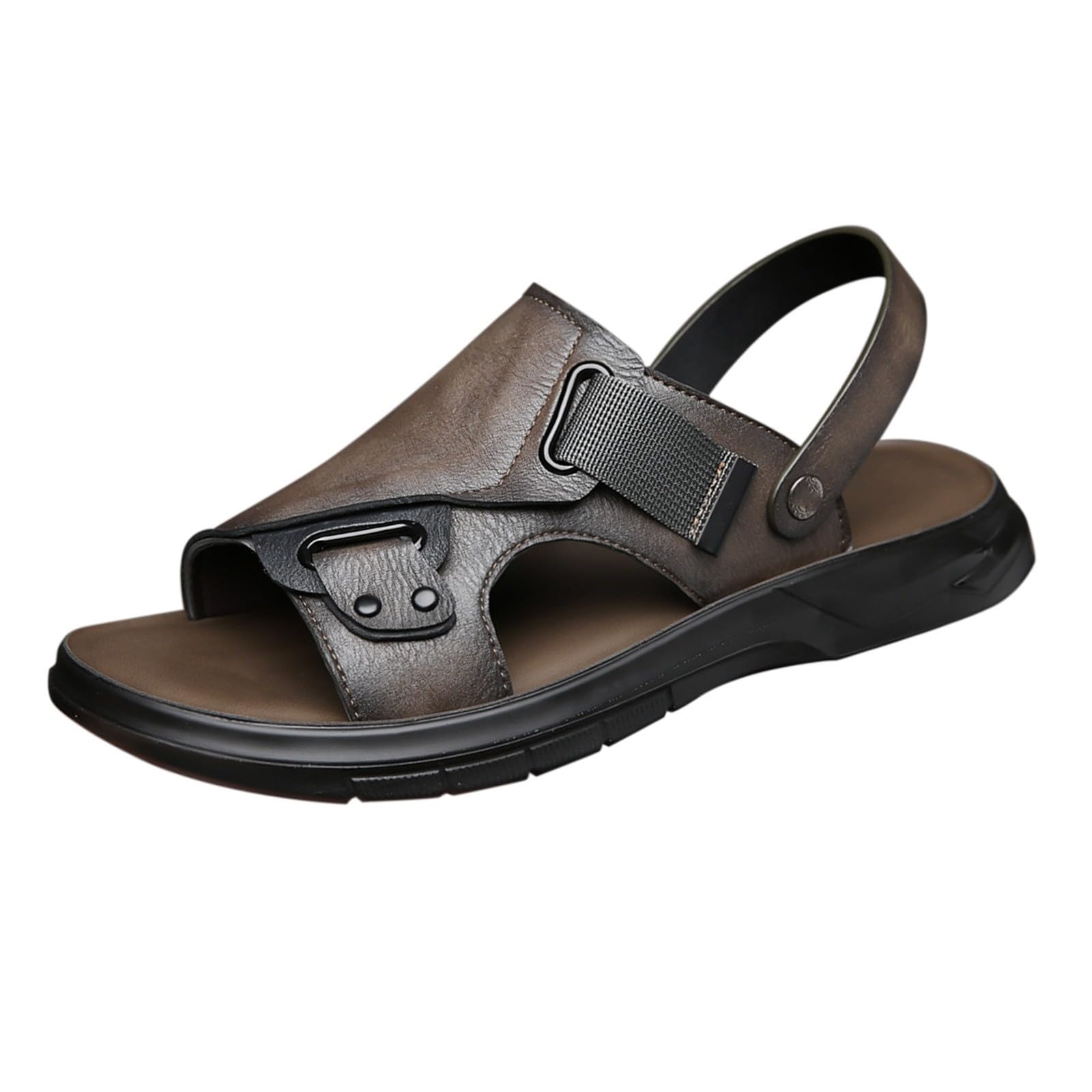 Sandalias casuales de piel con correa trasera ajustable para caminar cómodo este verano 8