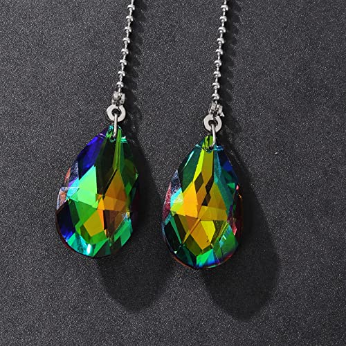 Image of 2pcs Crystal Prisms Ceiling Fan Pull Chain Ball Chain Connectors Crystal Pendant Ornament