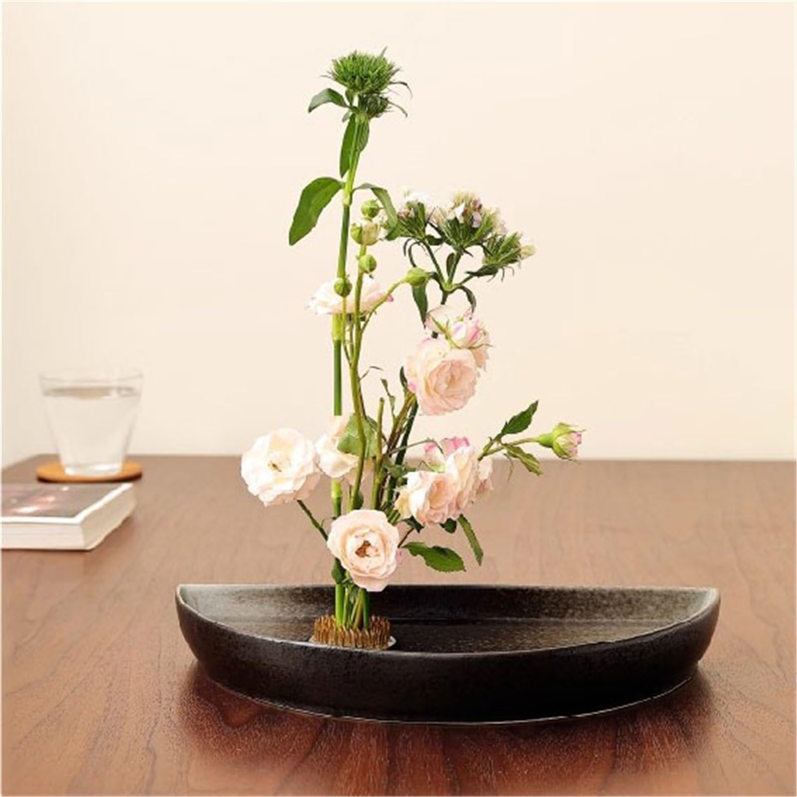 Sottovasi per Fiori Piattino Decorativo semicircolare con Composizione Floreale Vaso
