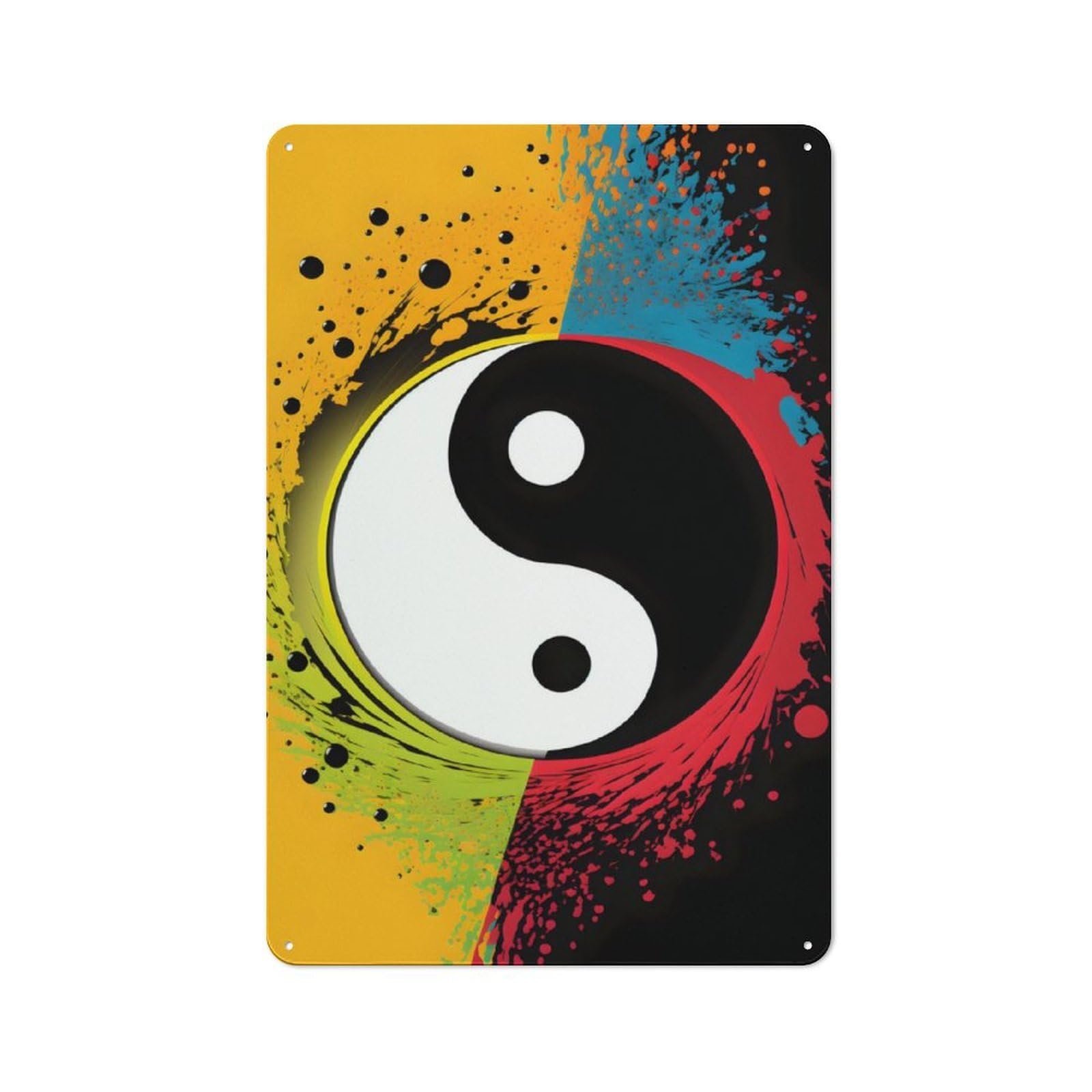 Junmoney Harmony In Color Yin Yang For Lounge Or Reading Corner, Retro Metal Plaque 30X20cm, For Vintage Wall Decor Fans, For Metal Sign Collectors