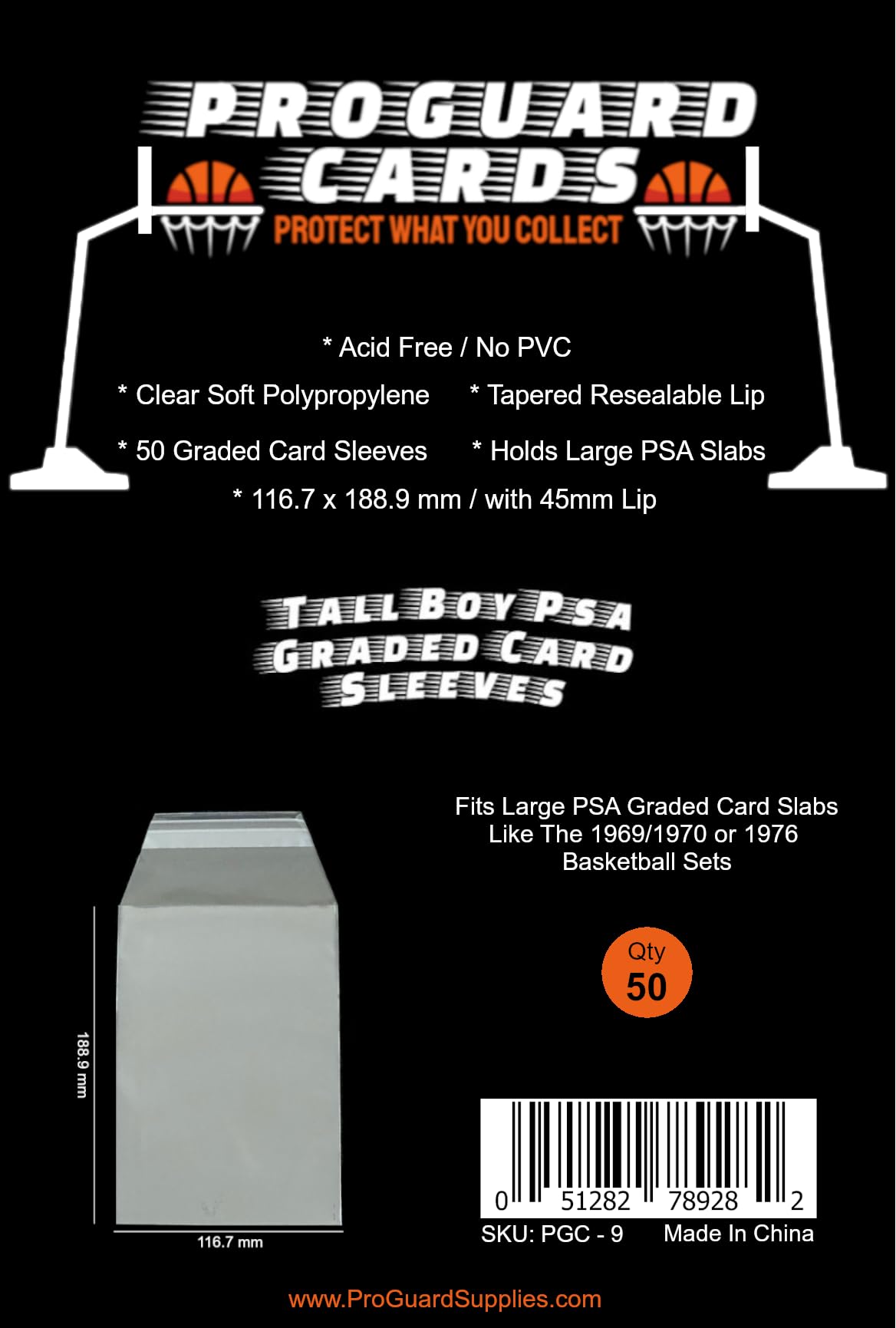 Amazon.com: ProGuard Cards Tall Boy PSA Graded Card Sleeves - Holds Large  PSA or SGC Slabs