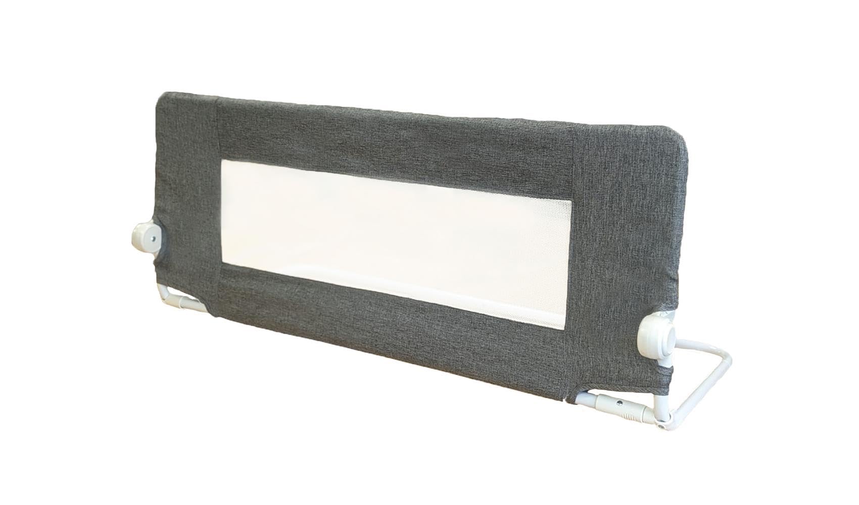 Safetots Barrière de Lit pour Bébé, Barrière de Sécurité pour Bébé, Barrière de Lit Enfant Sécurisée, 100cm de Largeur x 40cm de Hauteur, en Denim Deluxe, Couleur Gris