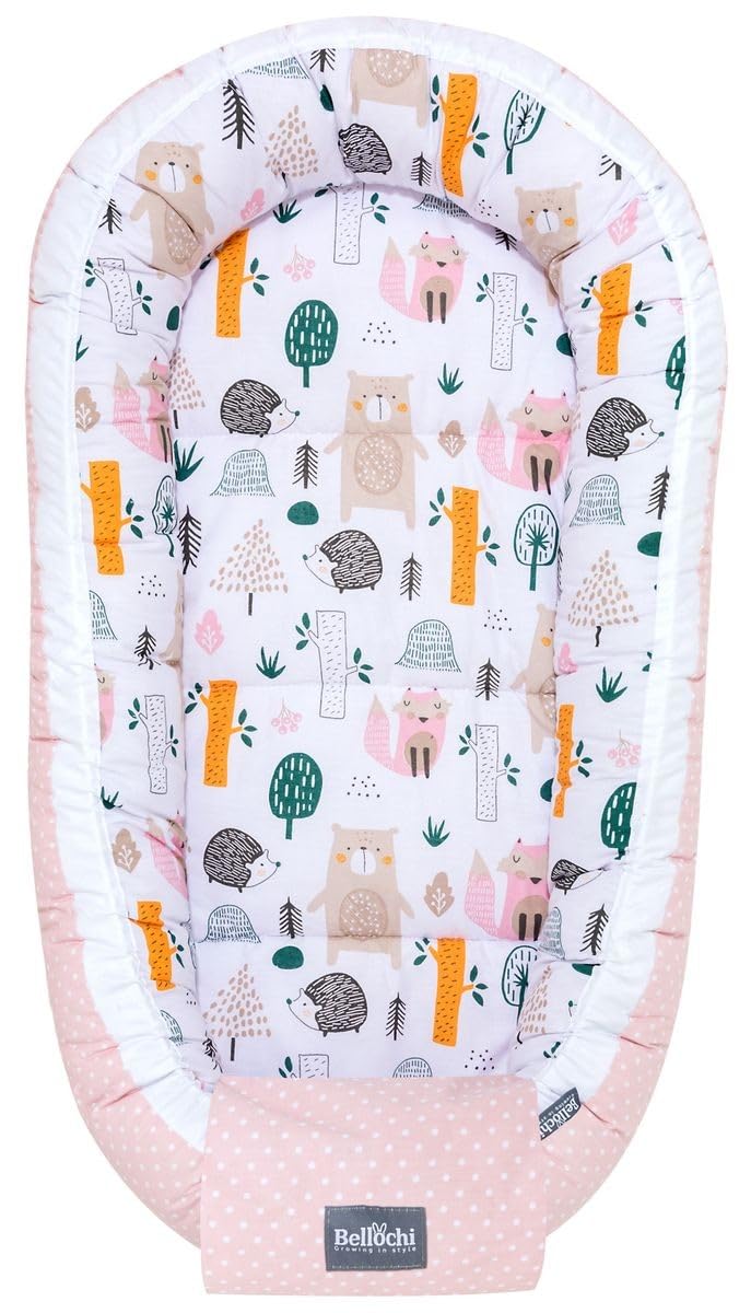 Bellochi | Set di 5 Pezzi per Neonato | Realizzato in 100% Cotone | Riduttore Lettino Neonato 90x60cm | Cuscino Bambino | Cuscino Neonato con Fodere | 4rest