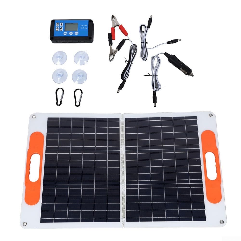 Kit de panneau solaire pliable portable 80 W, contrôleur 10 A, chargeurs monocristallins avec sortie USB PD pour le camping, alimentation en plein air