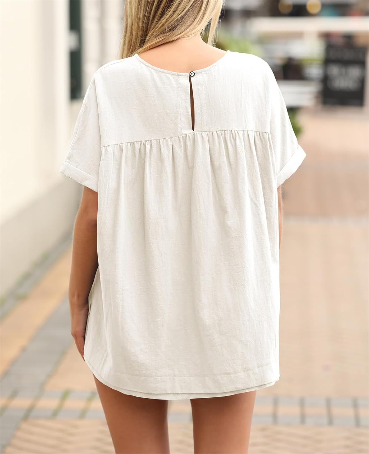 Tankaneo Womens Summer Babydoll Tops Casual Loose Fit Peplum Oversized Tunic Shirts - Image 4