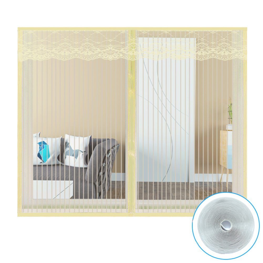 Screen home full frame velcro mic magnetic screen door,Mosquito heavy duty mesh screen bedroom living room screen door mesh snap shut automatically-C 150x170cm(59x67inch)