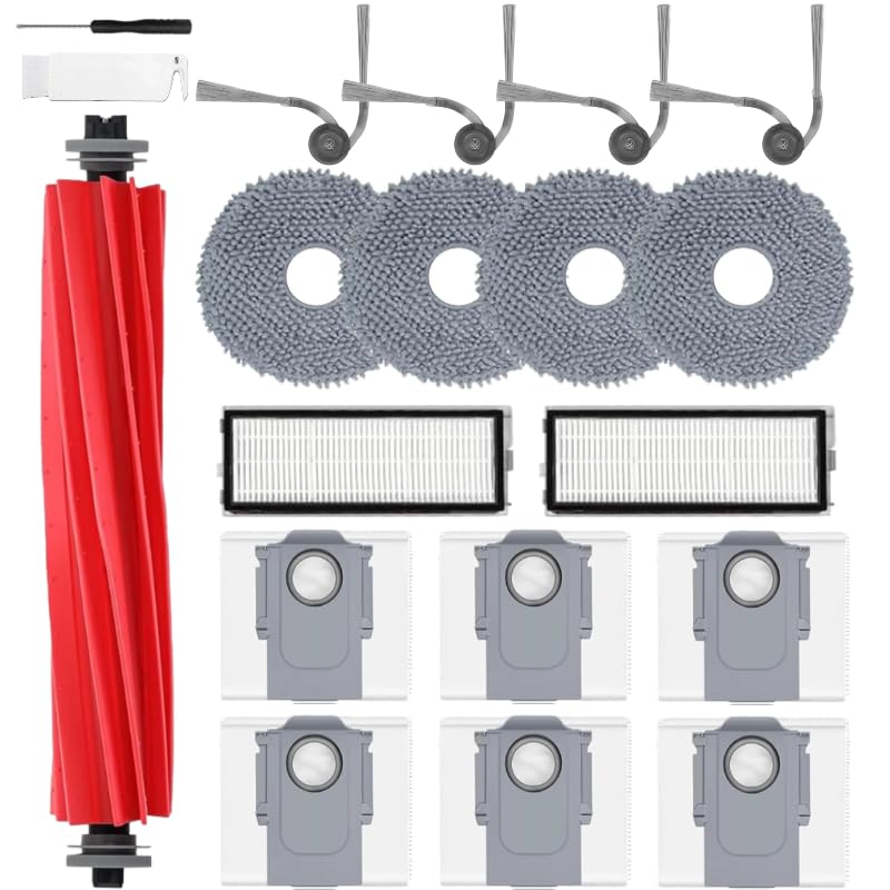 19 Pcs Accessories Kit for Roborock Qrevo -QV35A/QV35S/QR598/QR798 - Accessory Set with 1 Main Brush, 4 Side Brushes, 4 HEPA Filters, 6 Dust Bags, 4 Mop Cloths (Kit for Roborock Qrevo)