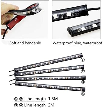 Havana Ses Denetleyicisi Araç İç LED Şerit Işık Atmosfer Lamba Ayak Decorative Ses Denetleyicisi Araç İç LED Şerit Işık Atmosfer Lamba Ayak Decorative İç Işıklar Araba LED Şerit Işığı 4x12 LEDli Araba LED Şerit Işıklar, 48li LED İç Işıklar-Çok Renkli Müzik Araba İç Işıklar Dash Aktif Işık Altında Aktif Fonksiyon ve Uzaktan Kumanda