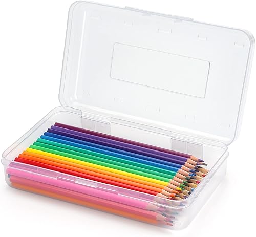 Vista 40 de Tamaki 1 caja de lápices de plástico de gran capacidad, cajas transparentes con tapa hermética, diseño apilable y elegante caja organizadora de Verde