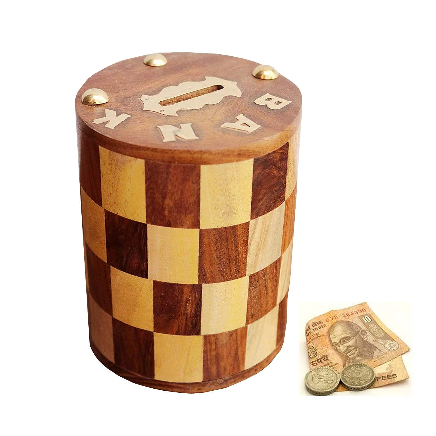 Wudkar Wooden Money Bank Decorative Money Box Piggy Bank Handicrafted Money Box for Kids -Size 6x4 inch (B0BM6NCT51) Amazon Price History, Amazon Price Tracker