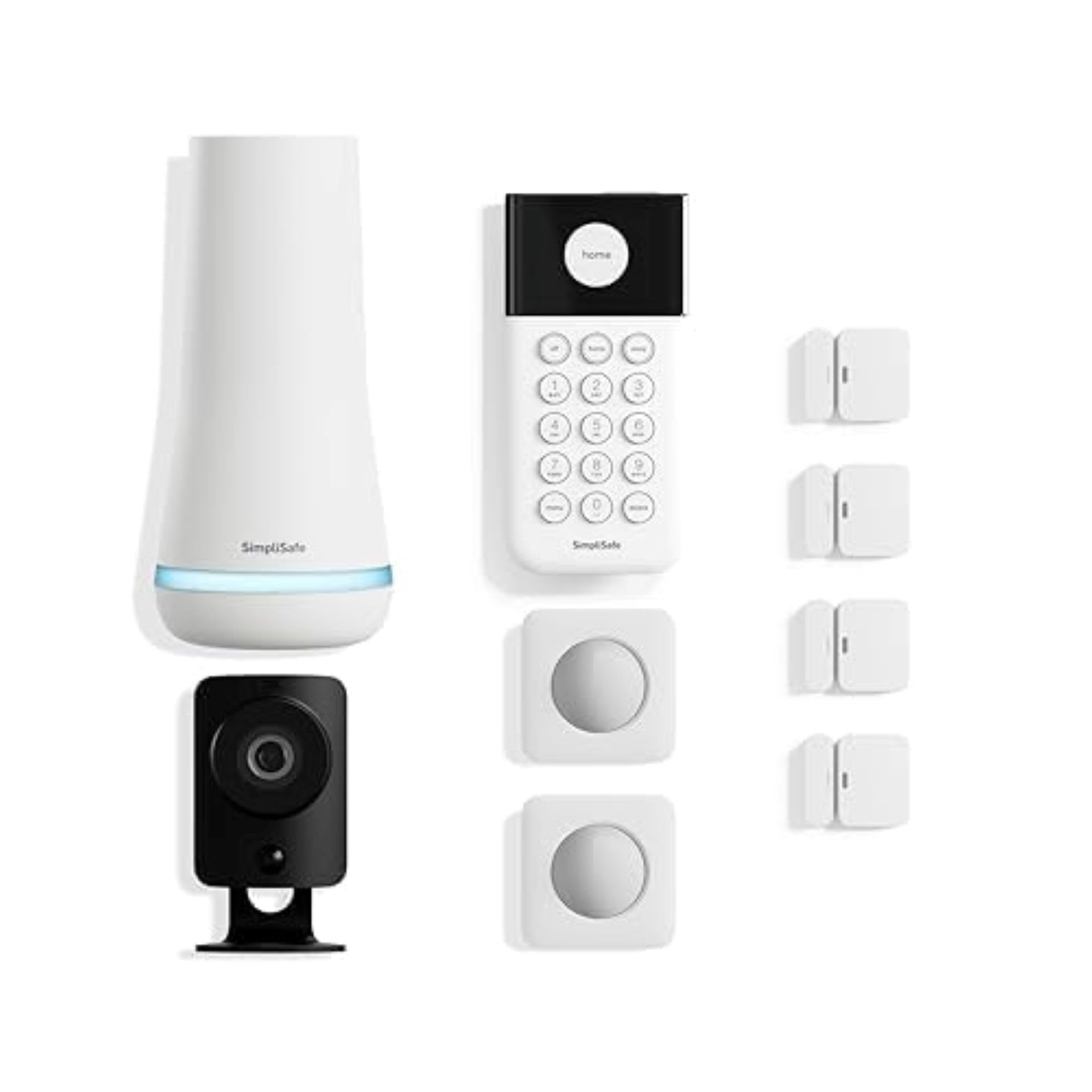 9 Piece Wireless Home Security System w/HD Camera - Optional 24/7 Professional Monitoring - No Contract - Compatible with Alexa and Google Assistant