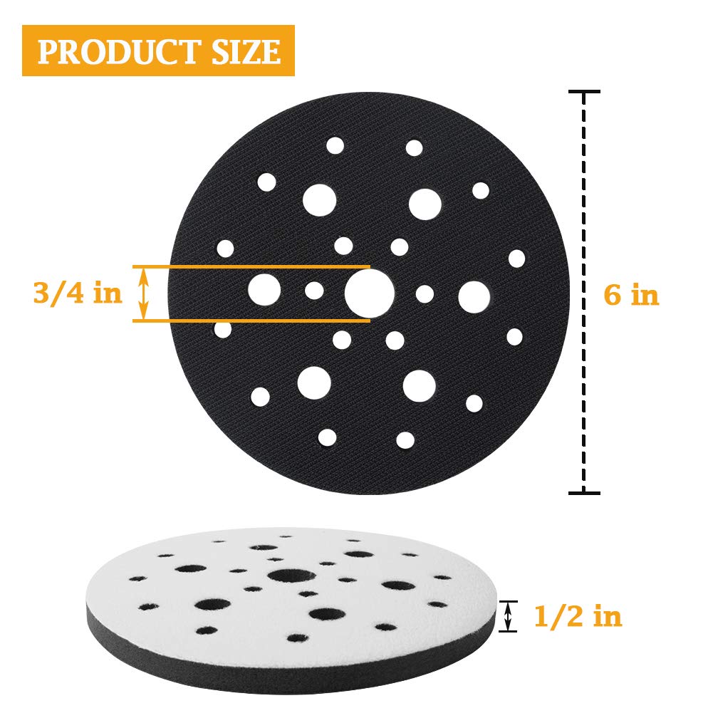 Gekufa Soft Interface Pad 6 Inch, Hook and Loop Soft Sponge Cushion Interface Buffer Pad 2 Pack, 6