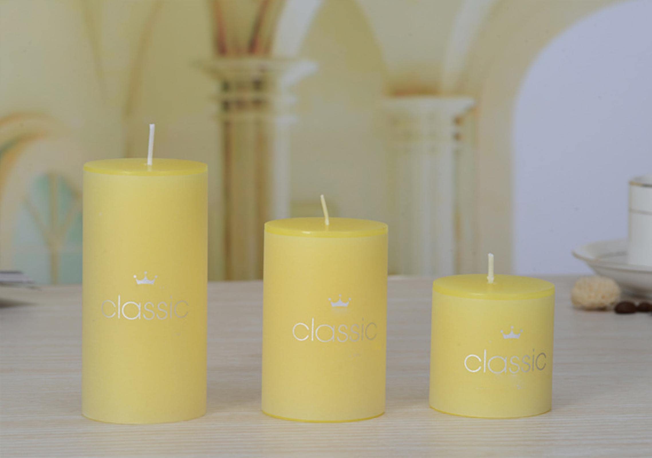 DAGEE Candles Scented Candles Cylindrical Birthday Candles Wedding Candles 5×10黄色（柠檬）