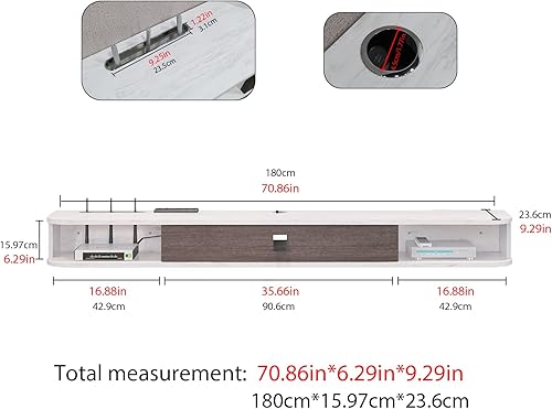 Miniatura 37 de Pmnianhua Consola de TV flotante, consola multimedia de 63 pulgadas, armario de TV flotante para TV, estante de entretenimiento con puerta y Blanco