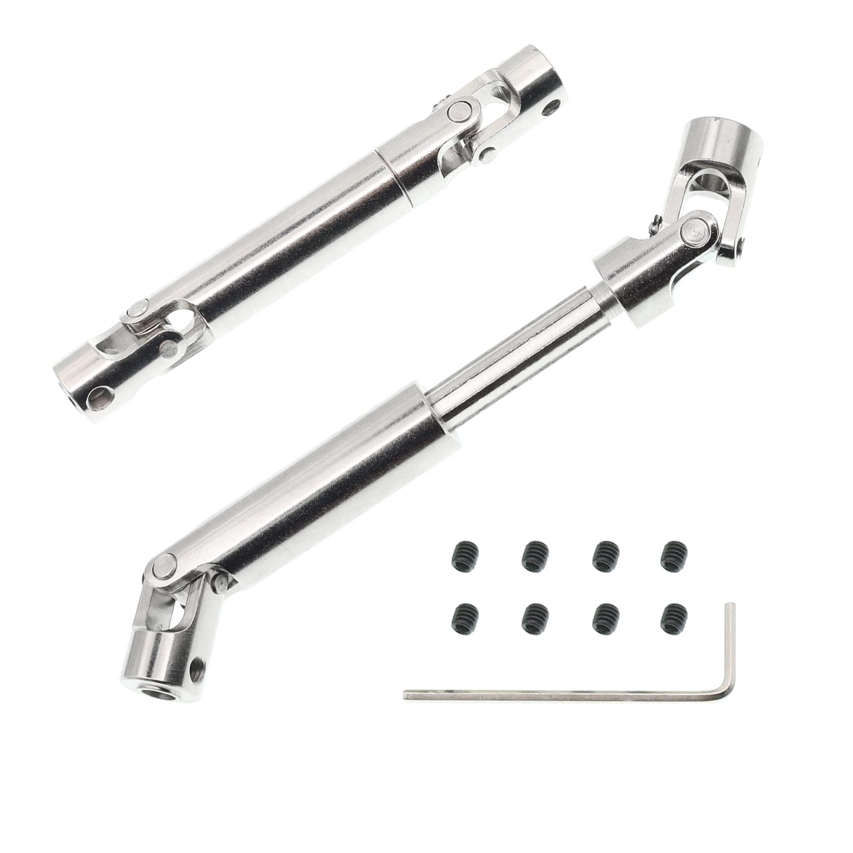 2Pcs Treehobby Stainless Steel Centre Drive Shaft CVD Drive Shaft 110mm-155mm Compatible with Axial Tamiya RC4WD D90 90028 SCX10 SCX0016 1/10 RC Off-Road Crawlers Car