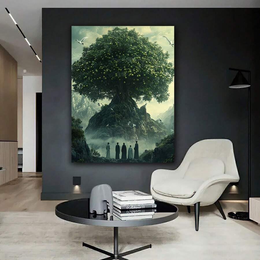 Arbre de vie tableau mural vintage pour salon et salle de bain