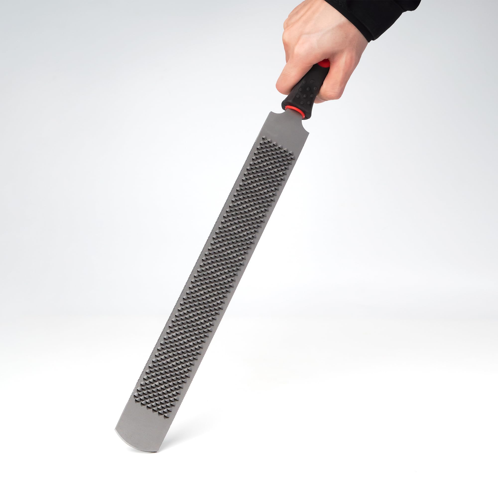 Hufraspel Doppelseitiges 350mm aus Kohlenstoffstahl mit Gummigriff, Runder Kopf Hufschmied Hufraspelwerkzeug, Pferdehuffeile Hufpflege für Pferde, Ziegen, Kühe, Tierhufe (Grau, 350mm)