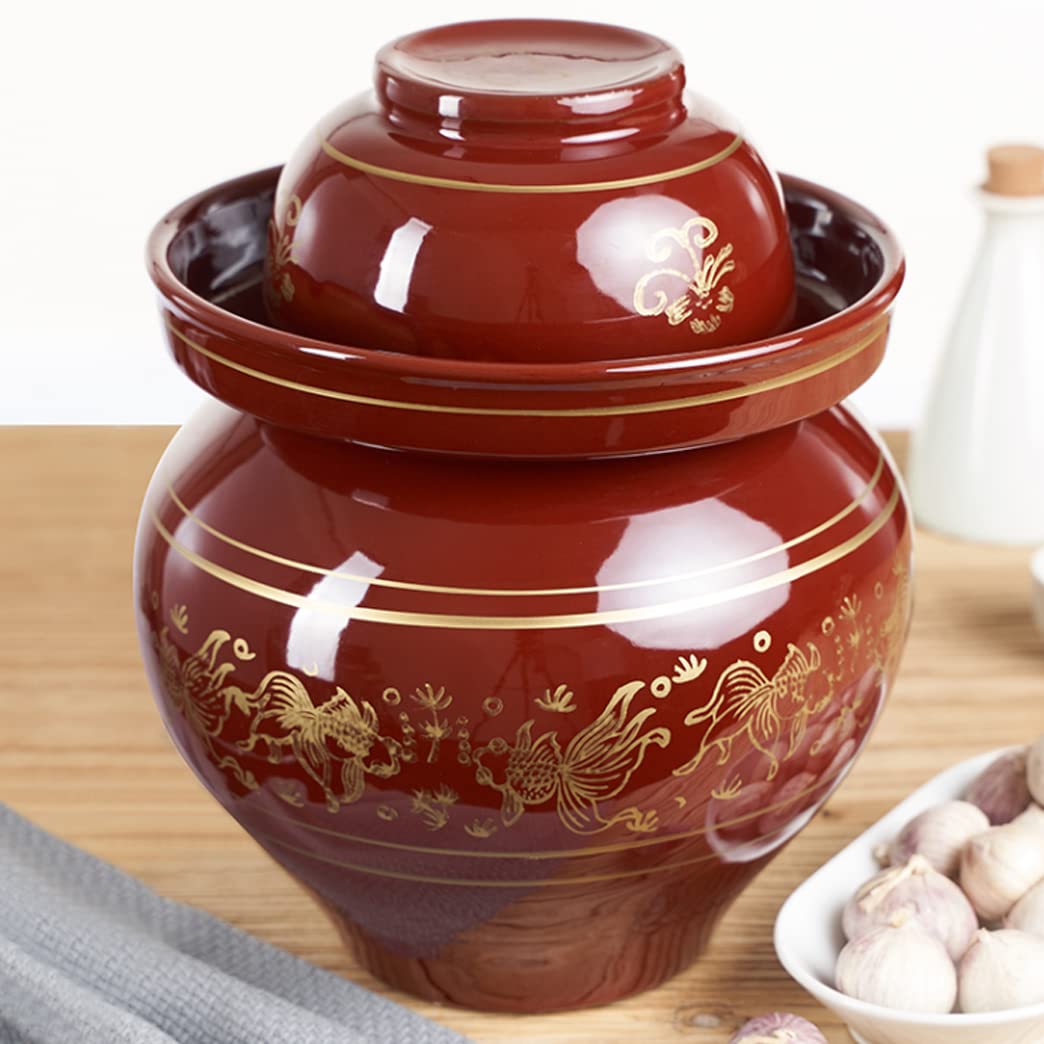 Tradycyjny chiński ceramiczny garnek do fermentacji, słoik do kiszenia z pokrywką z uszczelką wodną, duży pogrubiony ceramiczny słoik do kiszenia, pojemniki do przechowywania kimchi 8 kg (2,5 kg