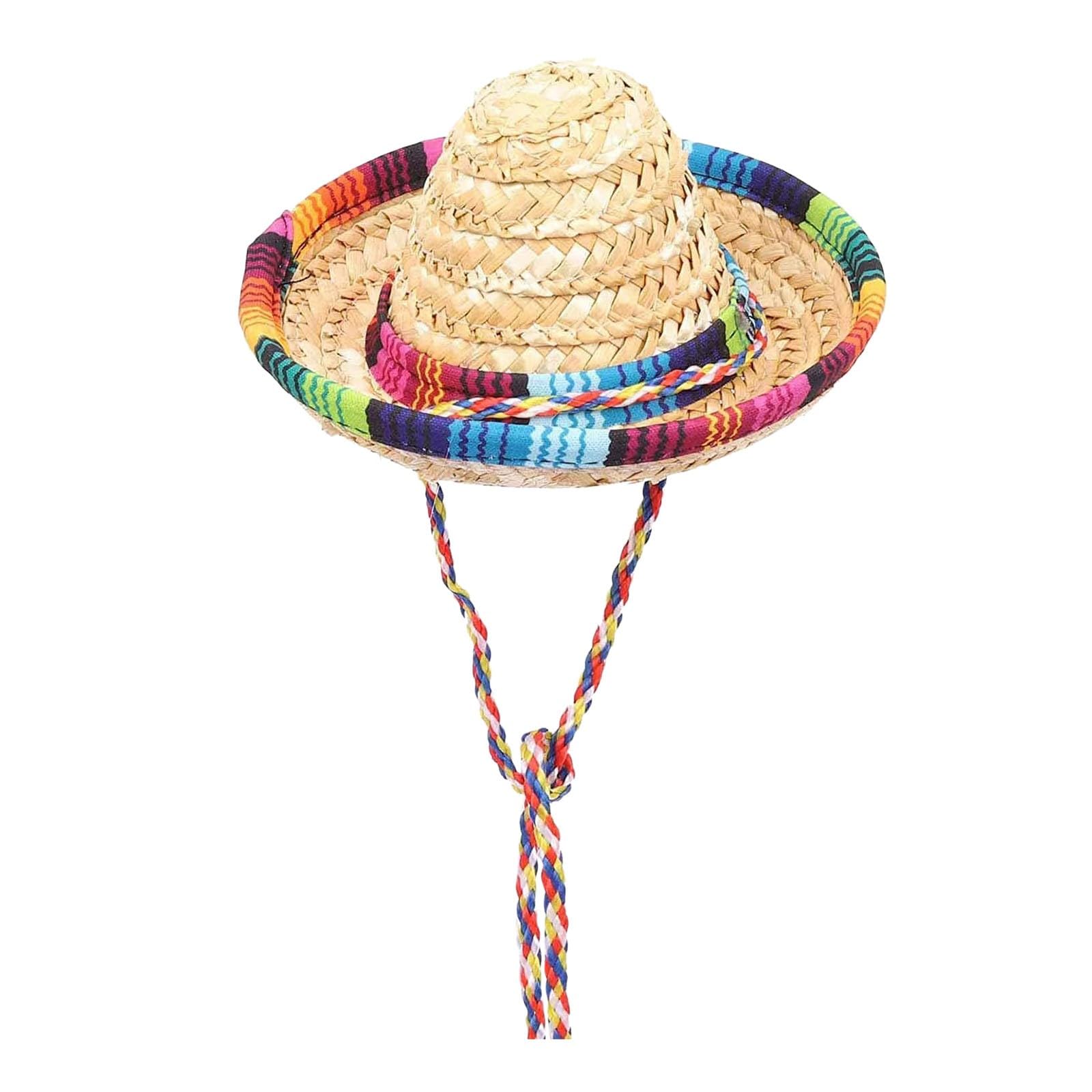 GenericSombrero de paja mexicano estilo étnico para hombres y mujeres, artesanía de paja de verano, sombrero grande para el sol BpM53