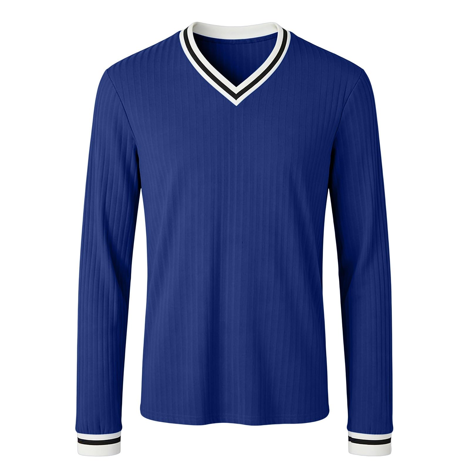 Generico Maglia Uomo Maniche Lunghe Scollatura a V in Tessuto Elastico, Modello Adatto per Allenamenti Sportivi E Look Casual Autunnali