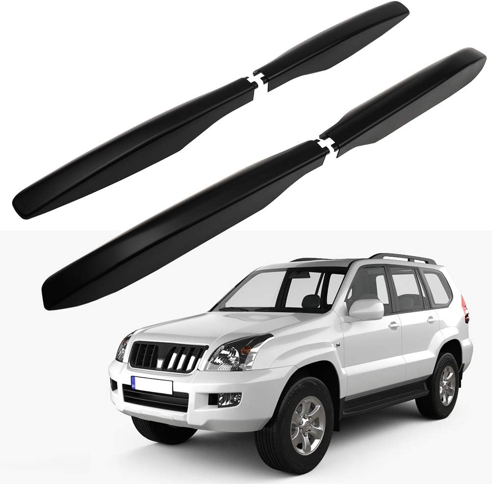 Roof Rack Cross Bar Rail Covers fit For Toyota Land Cruiser Prado FJ120 2003-2009 Cargo Racks Rooftop Cargo Luggage Baggage Black Crossbars Rail End Cover Shell Cap