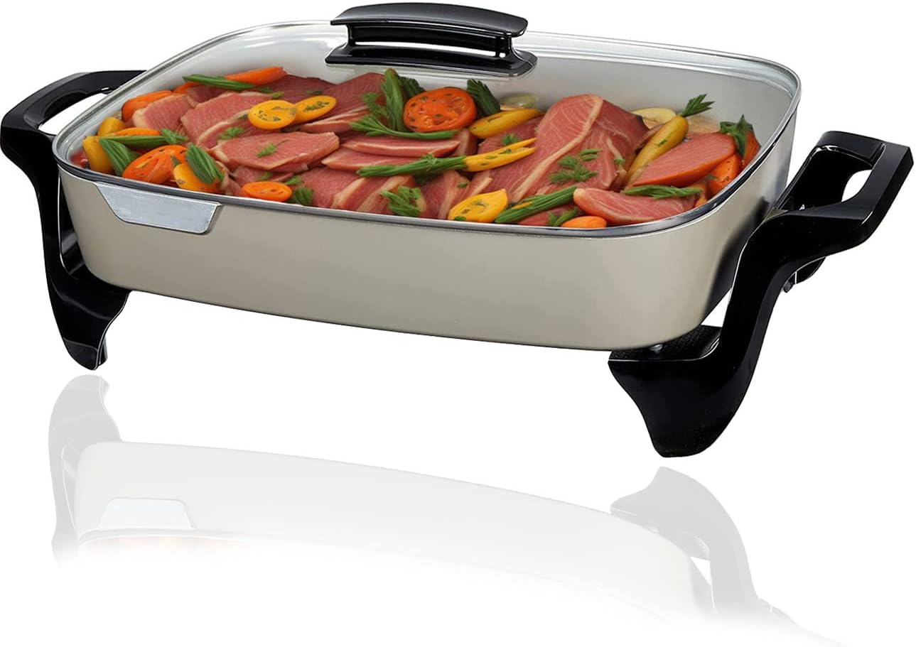 Electric Skillet Nonstick with Lids 16" inch Extra Large