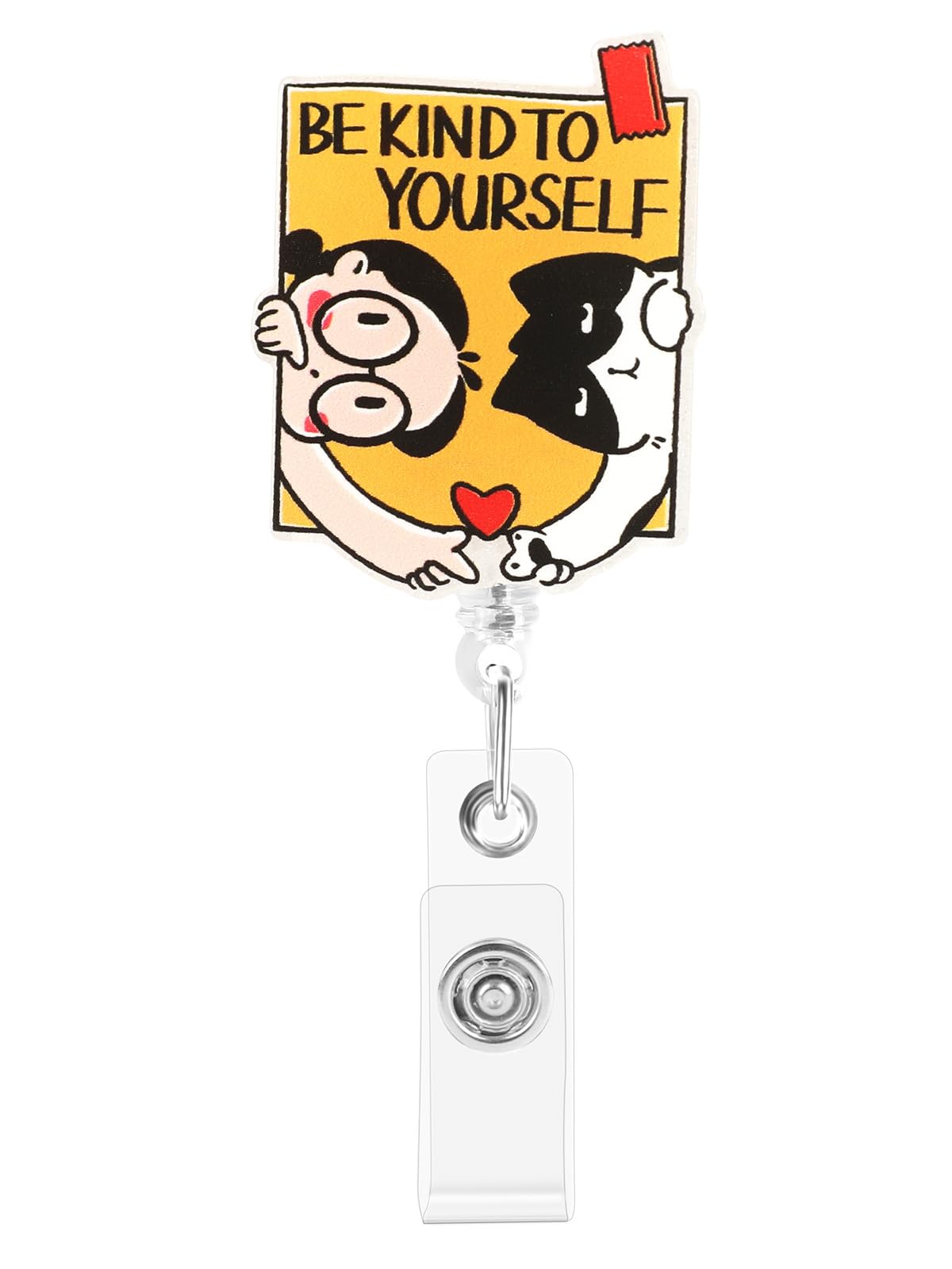 Retractable Badge Reel, Cute Badge Reels for Nurse Badge Holder with Alligator Clip for Doctor Teacher (Be Kind)