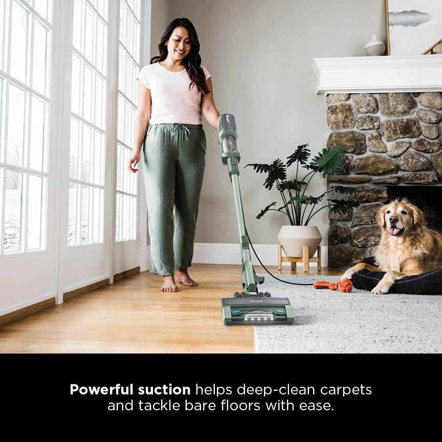 Image of Shark Detect Ultralight Corded Stick Vacuum with Direction Detect and Self-Cleaning Brushroll, Powerful Hair Pickup, Ultra-Lightweight, Crevice & Upholstery Tool Included, Evergreen, HZ752
