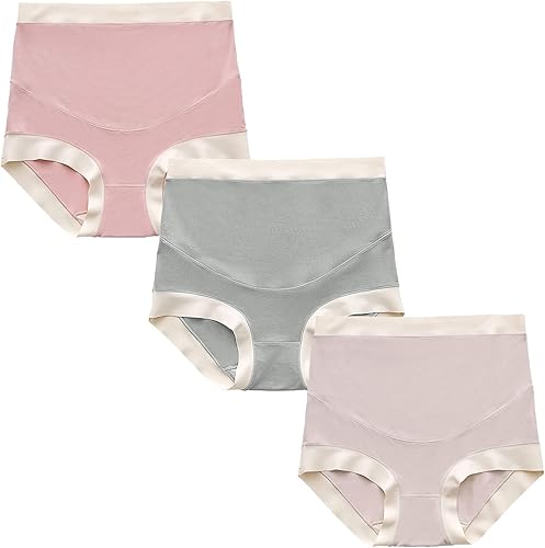 AIEOE Bragas de maternidad sobre el vientre, ropa interior modal de cintura alta para embarazo, paquete de 3 (L-2XL)